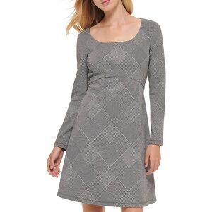 NWT Women’s Tommy Hilfiger Multi Print Houndstooth Fit & Flare long sleeve dress
